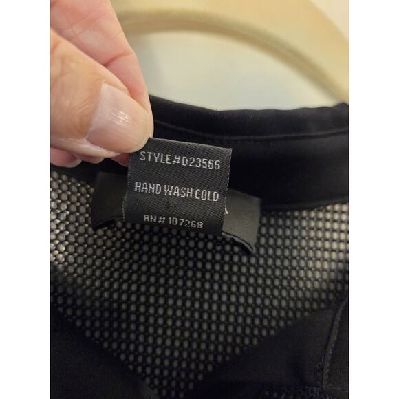 Gracia A-Line Long Sleeved Mesh Trim Shirt Dress Button Front Hi Lo Womens L - Picture 9 of 11